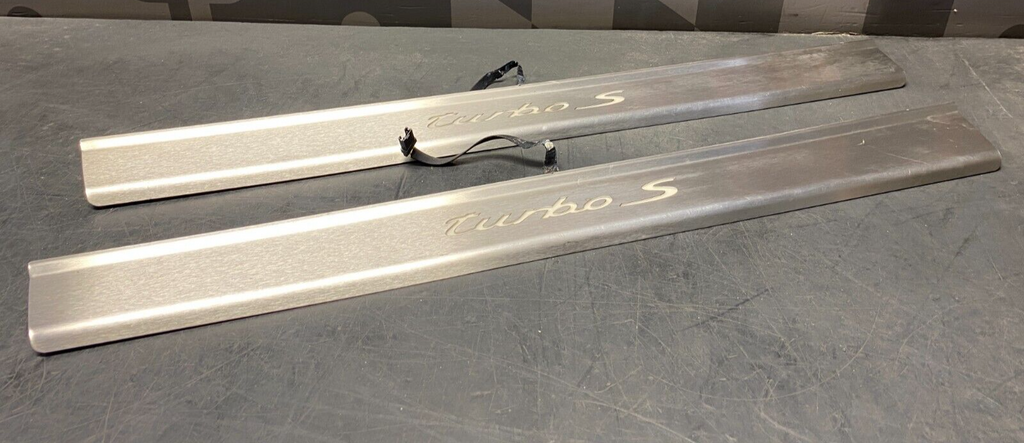 2012 PORSCHE 911 TURBO S 997.2 OEM STAINLESS TURBO S LIGHTED DOOR SILLS USED