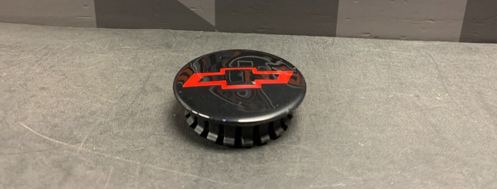 2008-2013 CORVETTE C6 OEM CENTER CAP FOR RIM (2) BLACK RED BOWTIE USED OEM