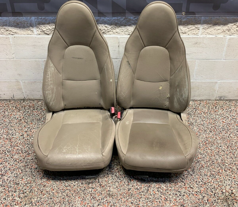 2004 MAZDA MIATA OEM TAN LEATHER FRONT SEATS DRIVER PASSENGER