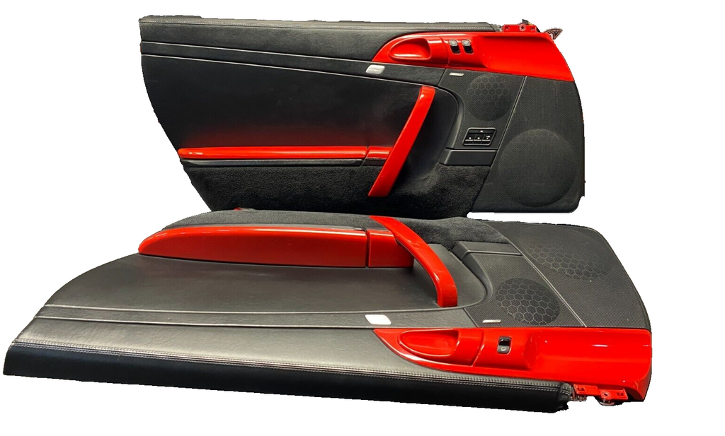 2007 PORSCHE 911 TURBO 997.1 OEM DOOR PANELS PAIR DR PS BLACK LEATHER RED USED