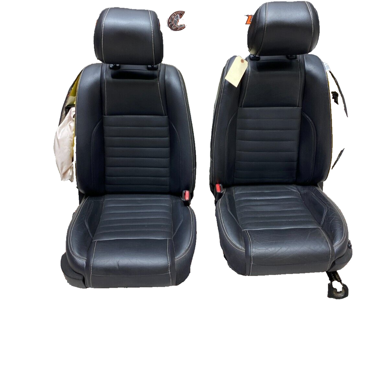 2012 MUSTANG GT OEM BLACK LEATHER FRONT SEATS PAIR DRIVER PASSENGER USED **READ*