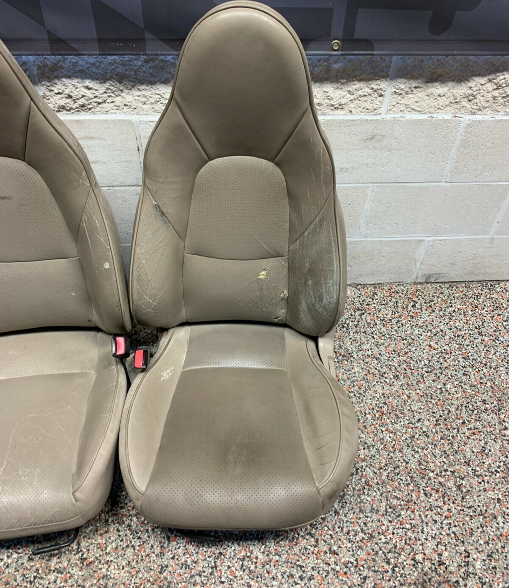 2004 MAZDA MIATA OEM TAN LEATHER FRONT SEATS DRIVER PASSENGER