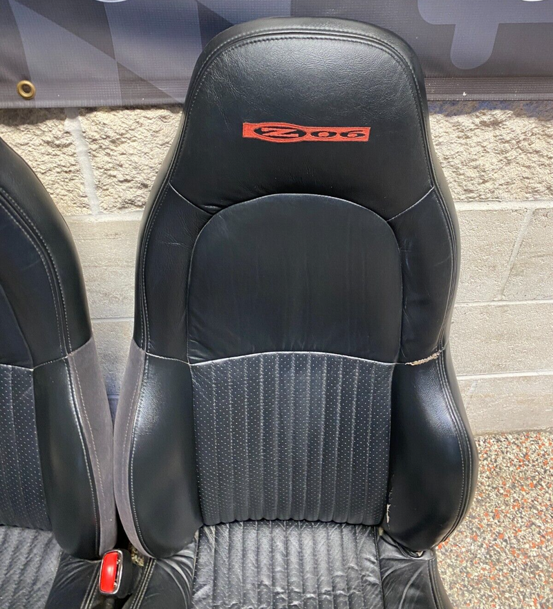 2001 CORVETTE C5 Z06 FRONT SEATS BLACK PAIR DRIVER PASSENGER USED