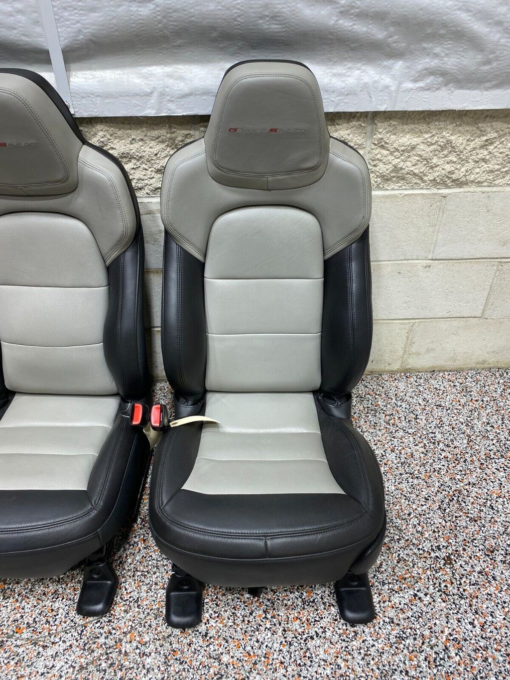 2012 CORVETTE C6 GRANDSPORT OEM BLACK LEATHER FRONT SEATS