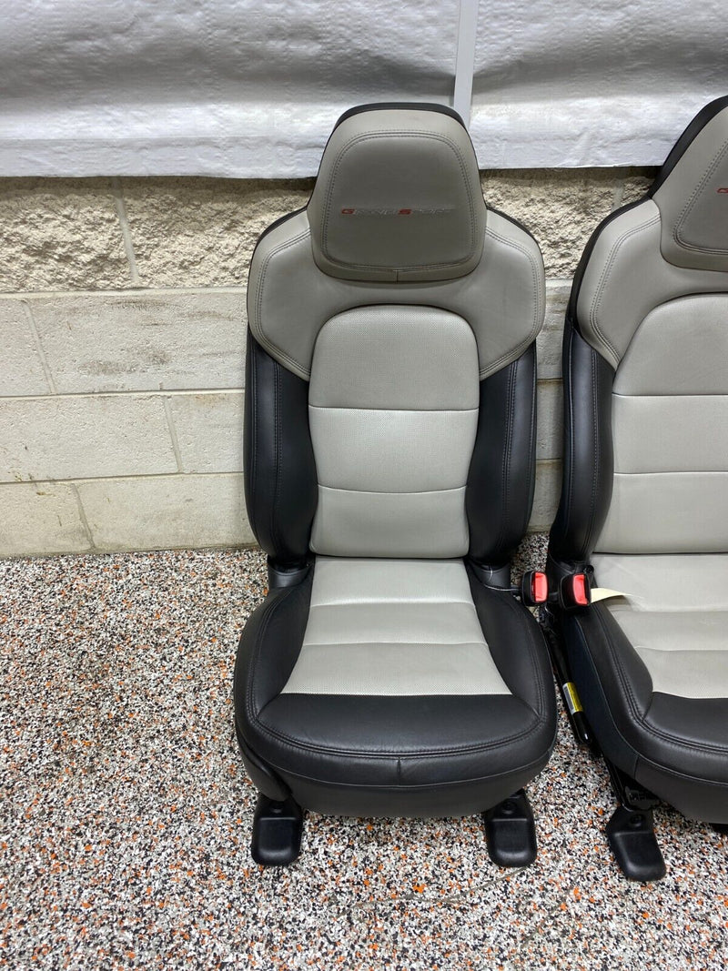 2012 CORVETTE C6 GRANDSPORT OEM BLACK LEATHER FRONT SEATS