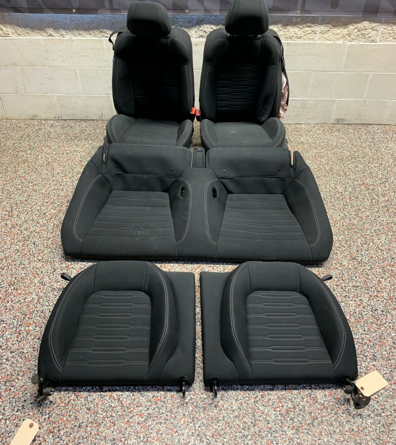 2017 FORD MUSTANG GT COUPE OEM BLACK CLOTH FRONT REAR SEATS -BLOWN BAG-