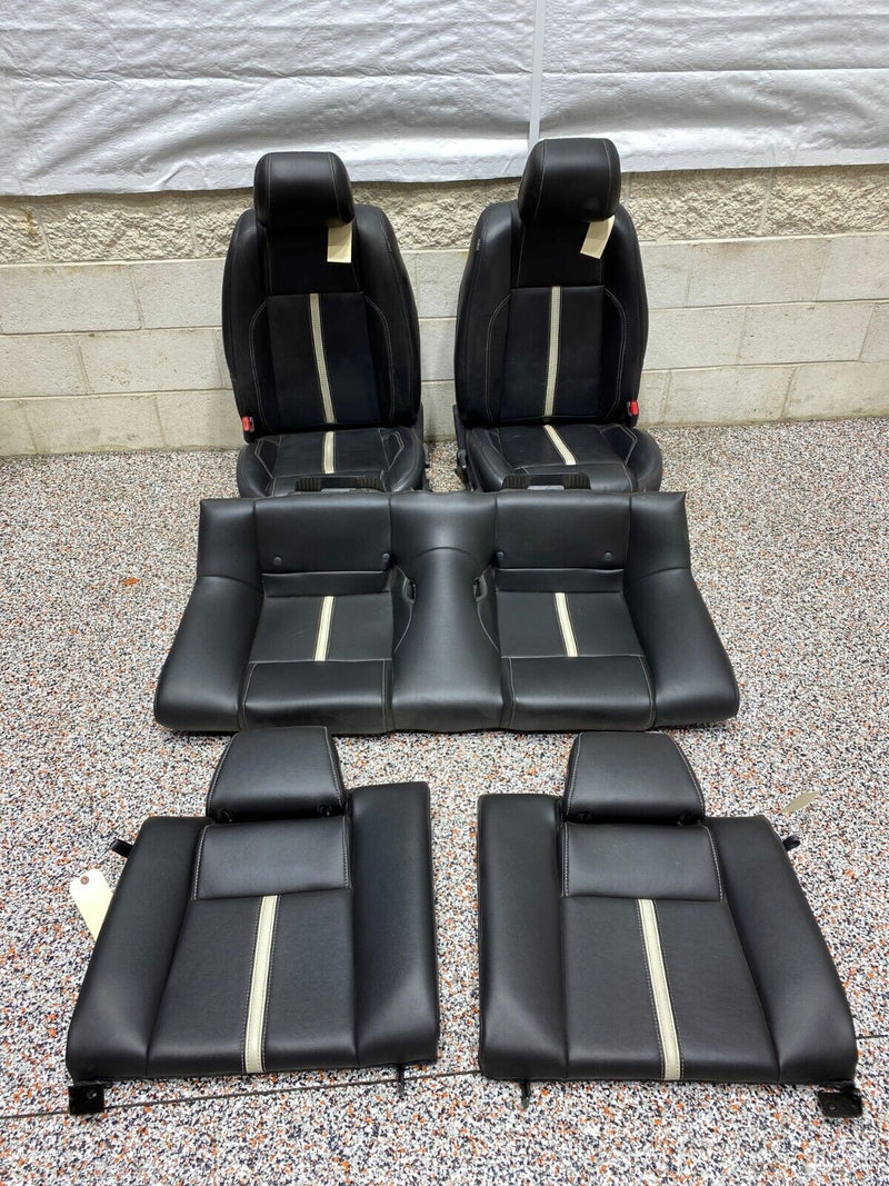 2013 FORD MUSTANG GT OEM BLACK LEATHER WHITE STRIPE FRONT REAR SEATS SEAT USED
