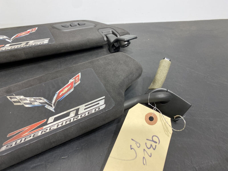 2015 CORVETTE C7 Z06 OEM SUEDE SUNVISOR PAIR DRIVER PASSENGER WITH HOMELINK USED