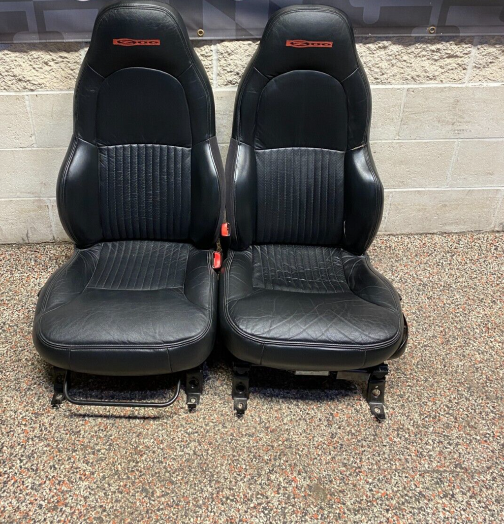 2001 CORVETTE C5 Z06 FRONT SEATS BLACK PAIR DRIVER PASSENGER USED