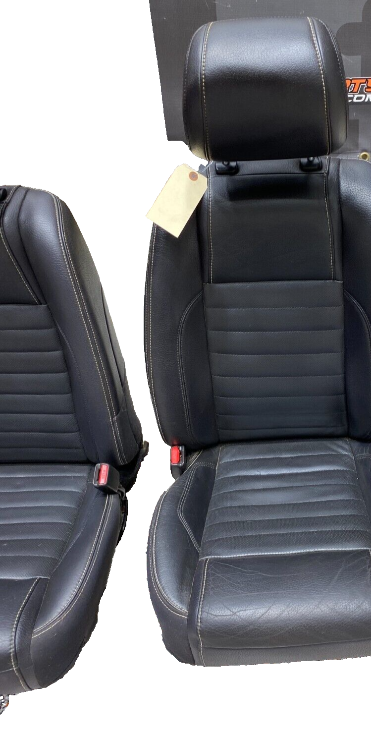 2012 MUSTANG GT OEM BLACK LEATHER FRONT SEATS PAIR DRIVER PASSENGER USED **READ*