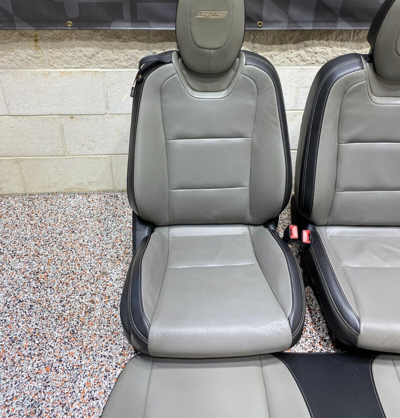 2012 CAMARO SS SEAT SET FRONT REAR GREY LEATHER SEATS SET NICE!! USED