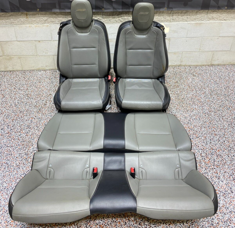 2012 CAMARO SS SEAT SET FRONT REAR GREY LEATHER SEATS SET NICE!! USED