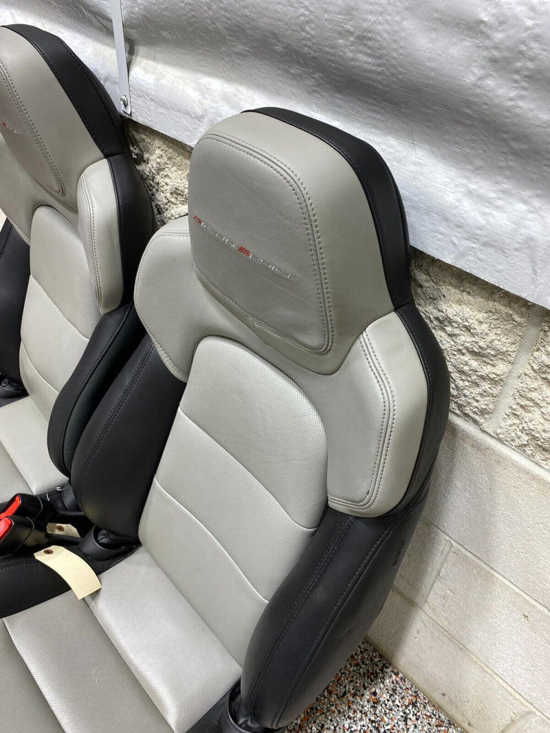 2012 CORVETTE C6 GRANDSPORT OEM BLACK LEATHER FRONT SEATS