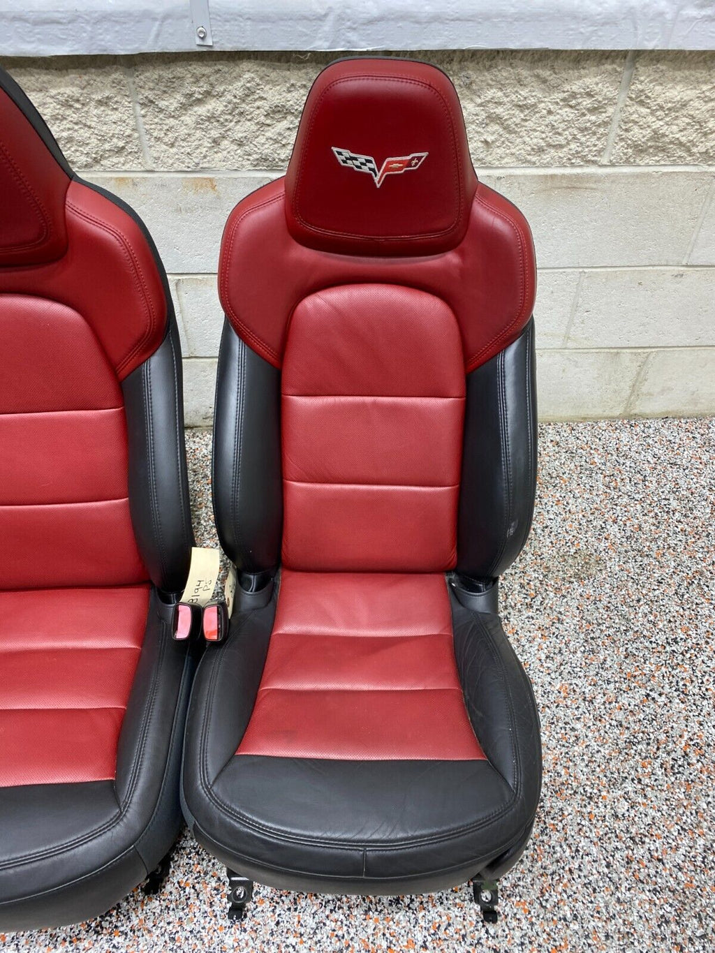 2012 CORVETTE C6 GRANDSPORT OEM BLACK RED LEATHER FRONT SEATS PAIR RARE!! NICE!