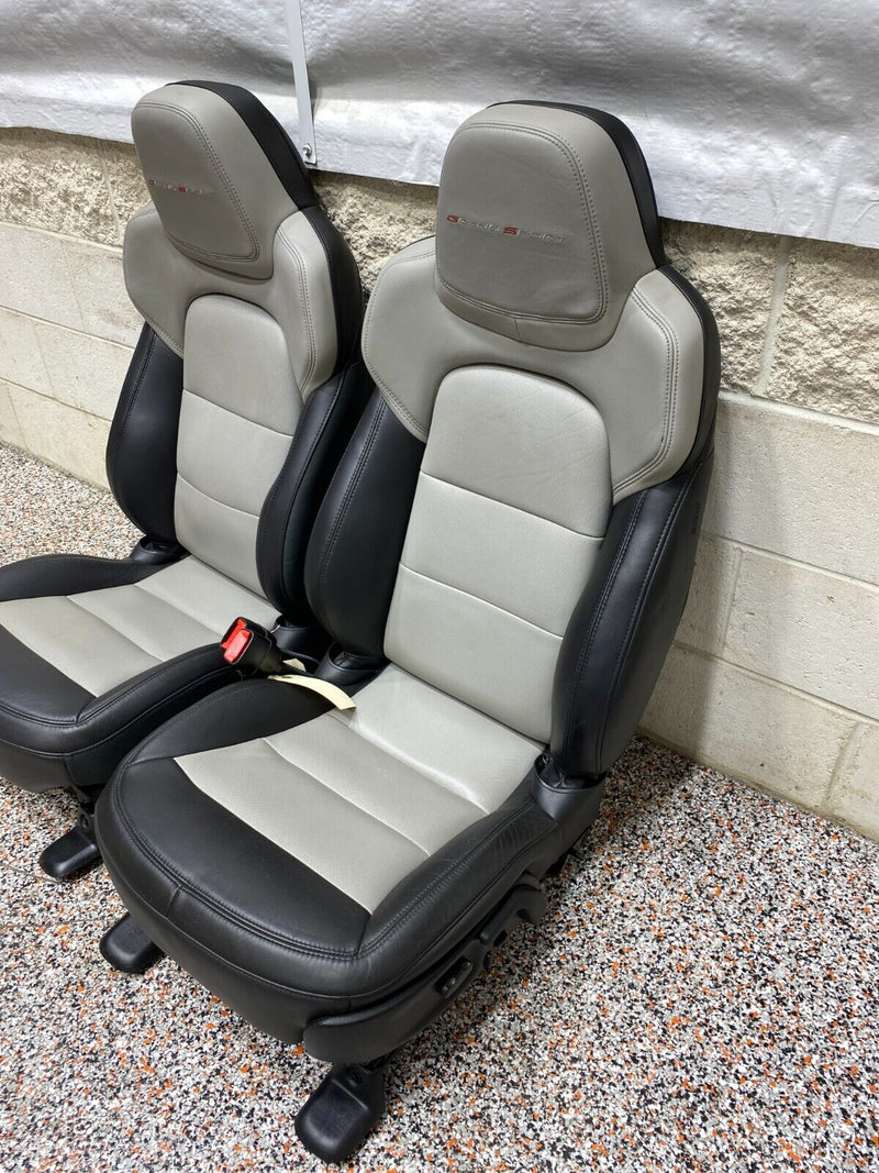 2012 CORVETTE C6 GRANDSPORT OEM BLACK LEATHER FRONT SEATS