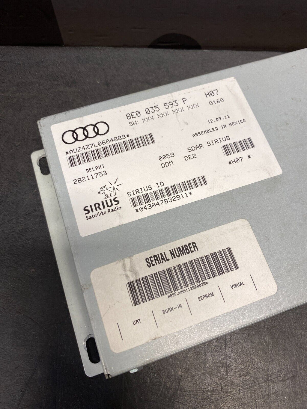 2012 AUDI R8 GT V10 OEM SATELLITE RADIO MODULE 8E0035593P USED