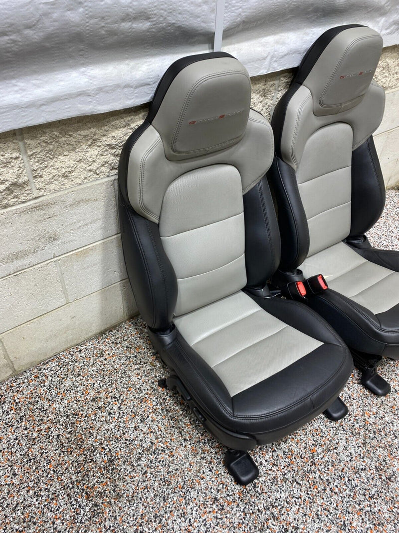 2012 CORVETTE C6 GRANDSPORT OEM BLACK LEATHER FRONT SEATS