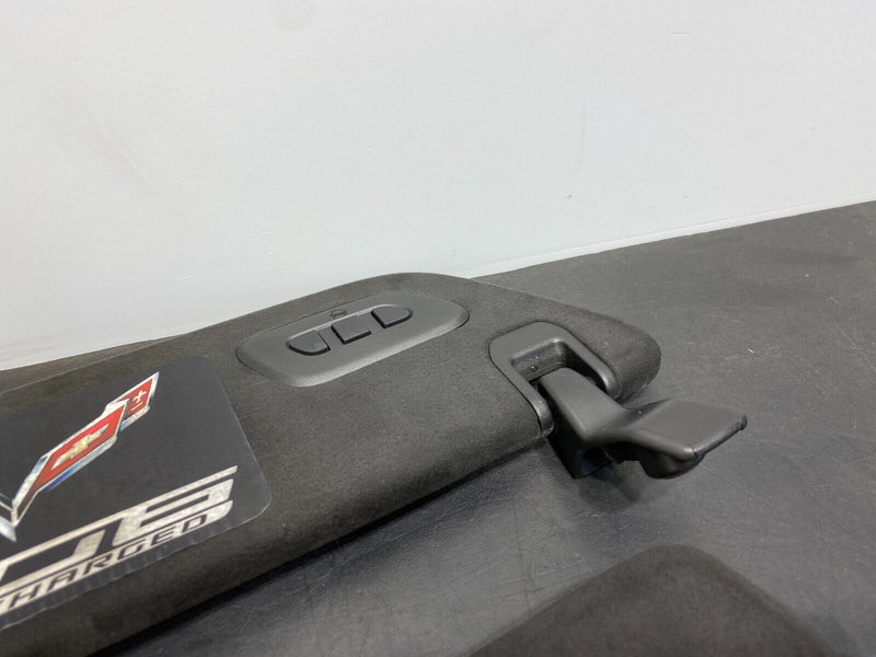 2015 CORVETTE C7 Z06 OEM SUEDE SUNVISOR PAIR DRIVER PASSENGER WITH HOMELINK USED