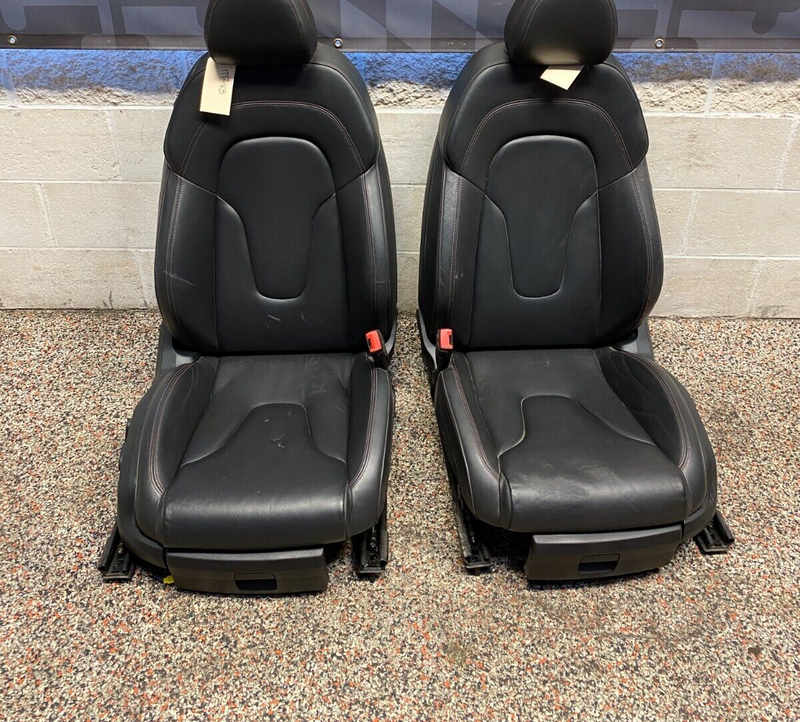 2012 AUDI R8 V10 OEM BLACK LEATHER WITH RED STITCHING PAIR OF FRONT SEATS *READ*