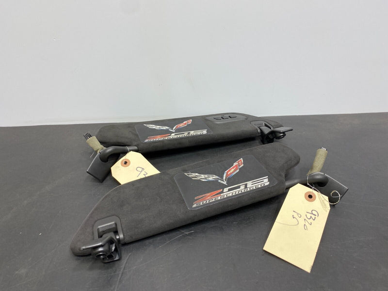 2015 CORVETTE C7 Z06 OEM SUEDE SUNVISOR PAIR DRIVER PASSENGER WITH HOMELINK USED