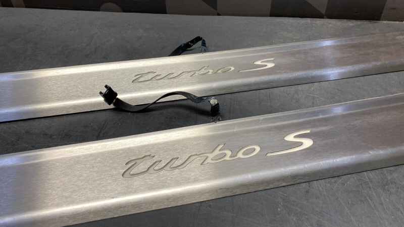 2012 PORSCHE 911 TURBO S 997.2 OEM STAINLESS TURBO S LIGHTED DOOR SILLS USED