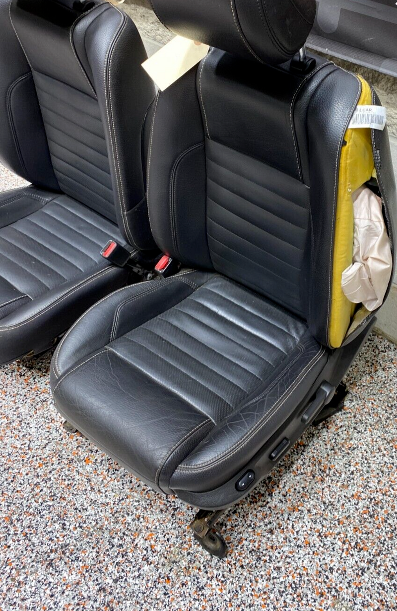 2012 MUSTANG GT OEM BLACK LEATHER FRONT SEATS PAIR DRIVER PASSENGER USED **READ*