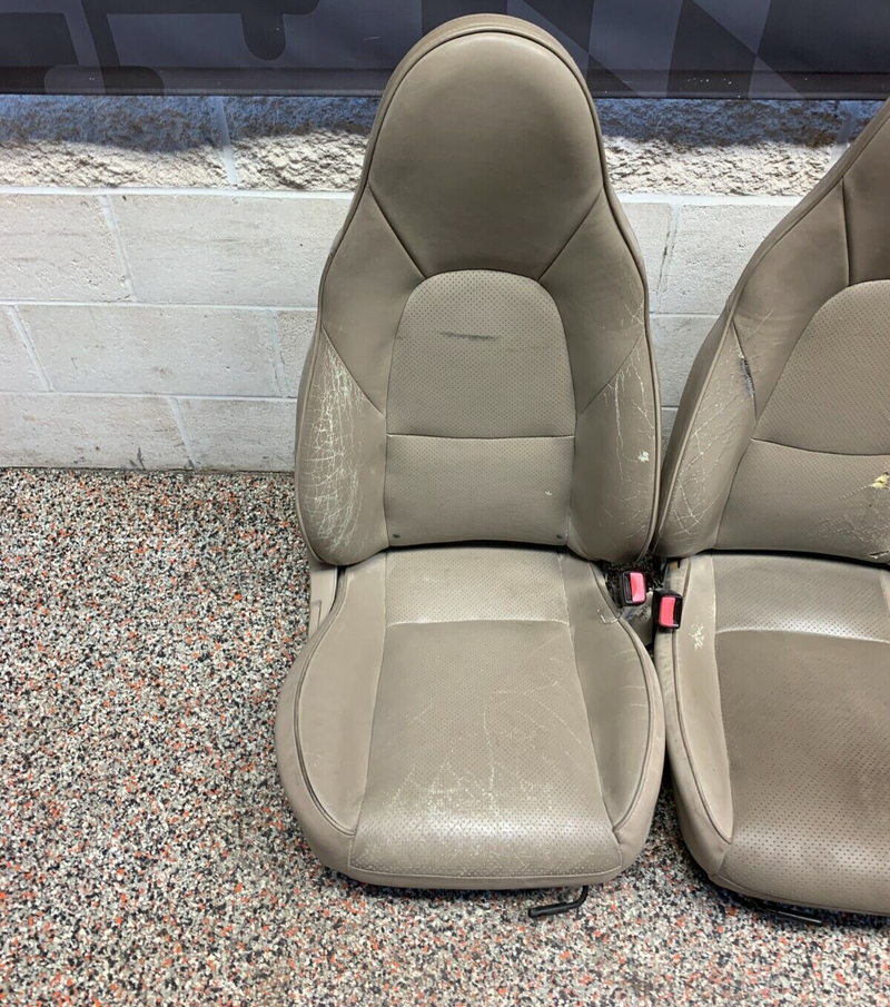 2004 MAZDA MIATA OEM TAN LEATHER FRONT SEATS DRIVER PASSENGER