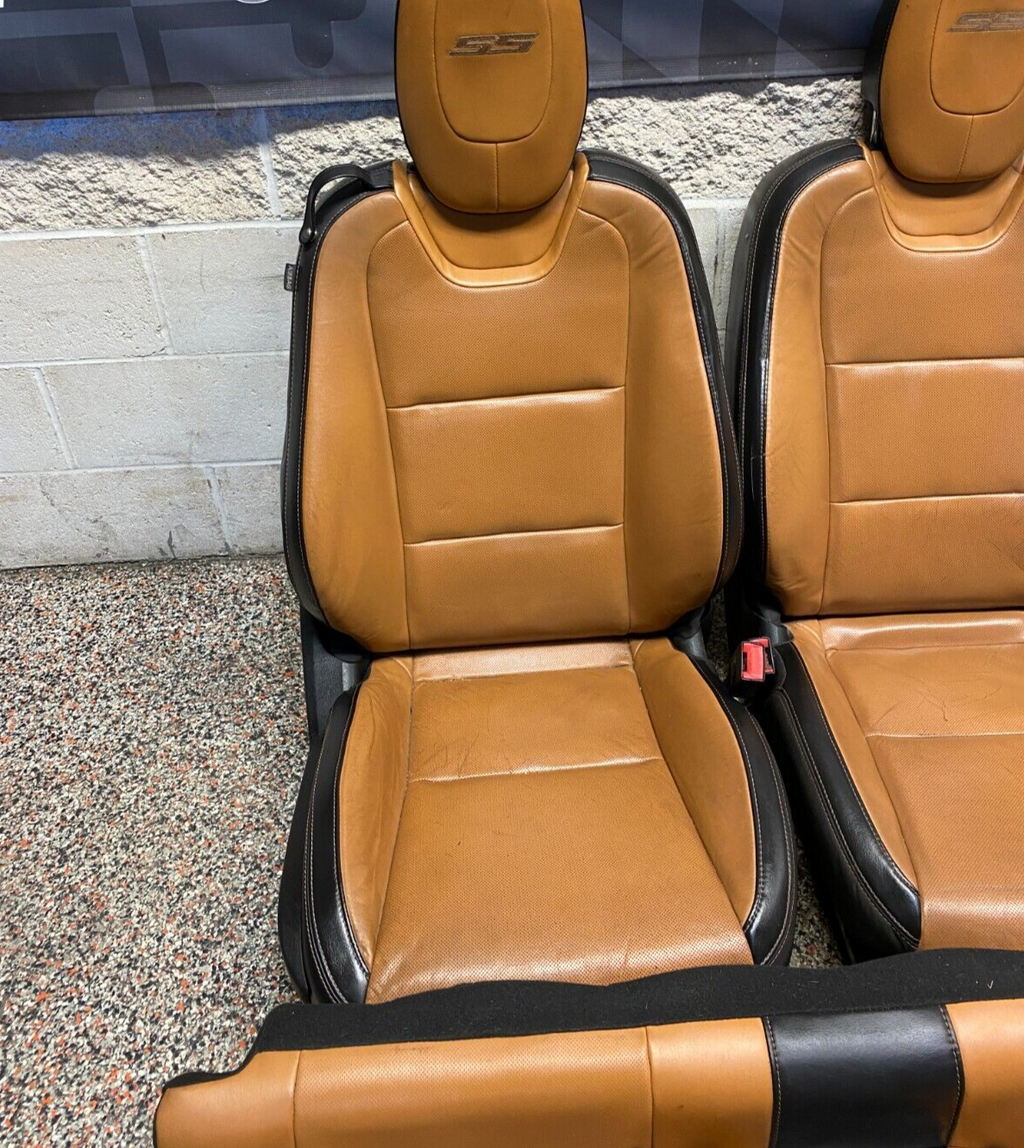 2013 CAMARO SS OEM SEAT SET FRONT REAR PEANUT BUTTER LEATHER SEATS SET USED