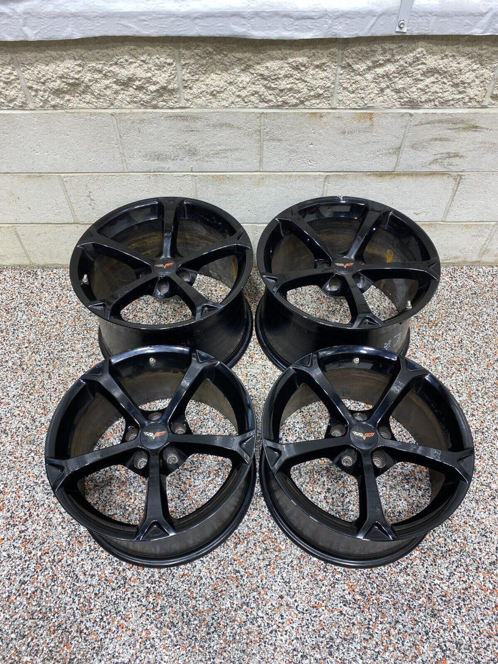 2013 CORVETTE C6 GRANDSPORT OEM BLACK WHEELS RIM SET OF 4 18x9.5/19x12 USED