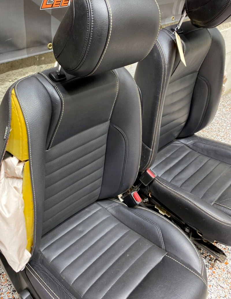 2012 MUSTANG GT OEM BLACK LEATHER FRONT SEATS PAIR DRIVER PASSENGER USED **READ*