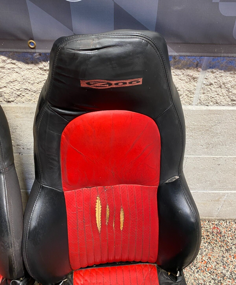 2001 CORVETTE C5 Z06 FRONT SEATS BLACK/RED PAIR DRIVER PASSENGER USED **ROUGH**