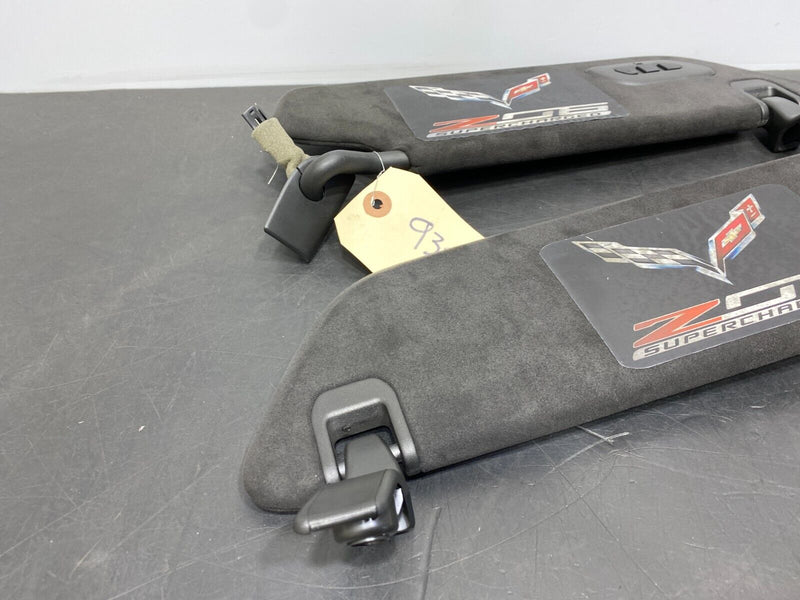 2015 CORVETTE C7 Z06 OEM SUEDE SUNVISOR PAIR DRIVER PASSENGER WITH HOMELINK USED