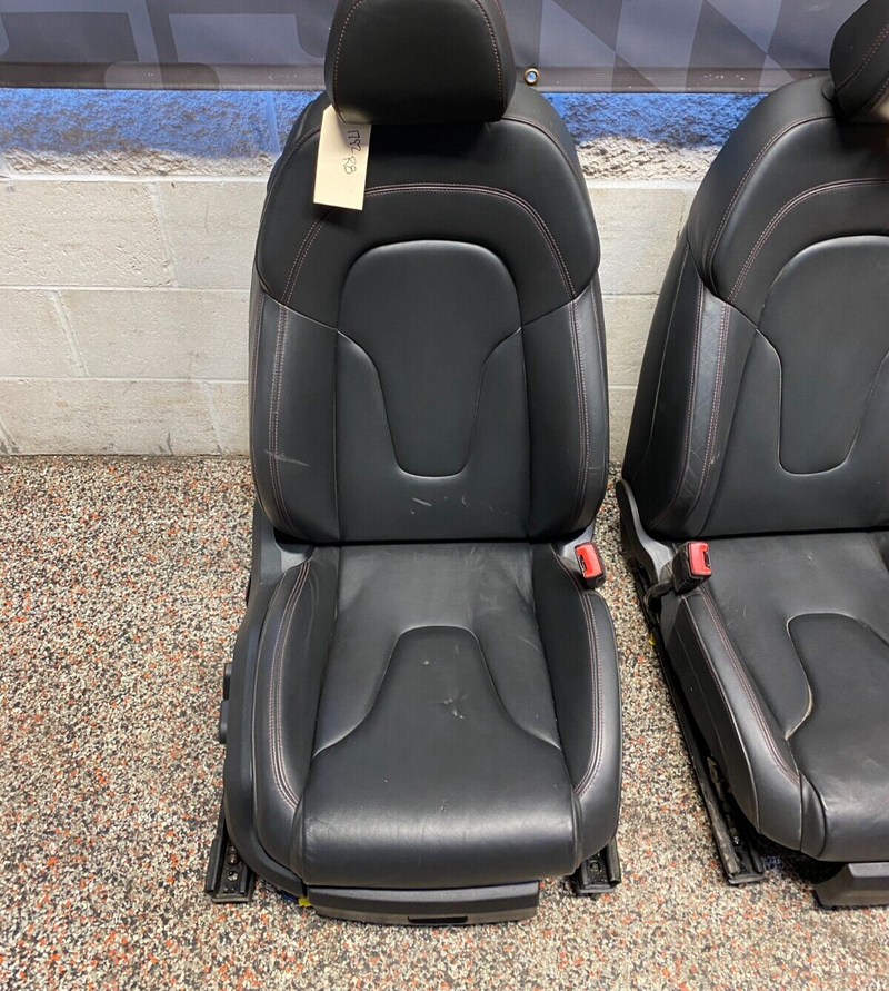 2012 AUDI R8 V10 OEM BLACK LEATHER WITH RED STITCHING PAIR OF FRONT SEATS *READ*