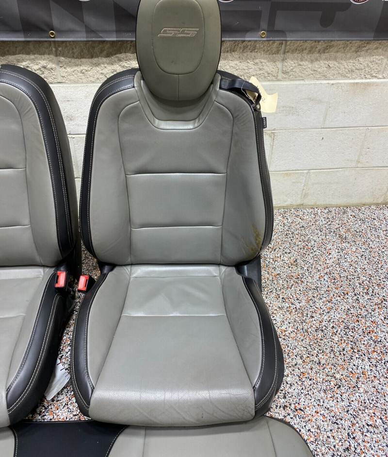 2012 CAMARO SS SEAT SET FRONT REAR GREY LEATHER SEATS SET NICE!! USED