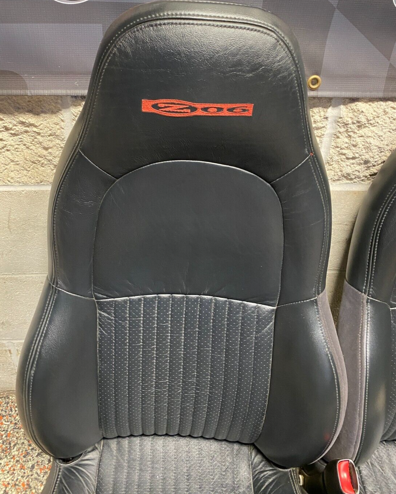 2001 CORVETTE C5 Z06 FRONT SEATS BLACK PAIR DRIVER PASSENGER USED