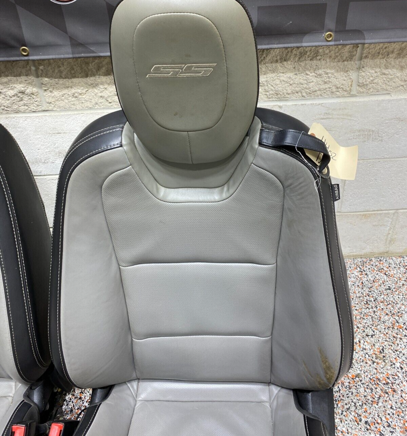 2012 CAMARO SS SEAT SET FRONT REAR GREY LEATHER SEATS SET NICE!! USED