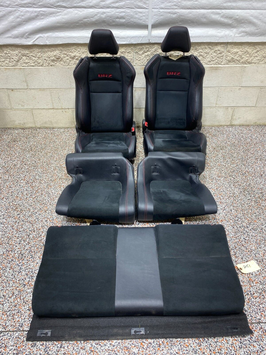 2017 SUBARU BRZ OEM FRONT REAR LEATHER SUEDE SEATS RED BRZ LOGO USED