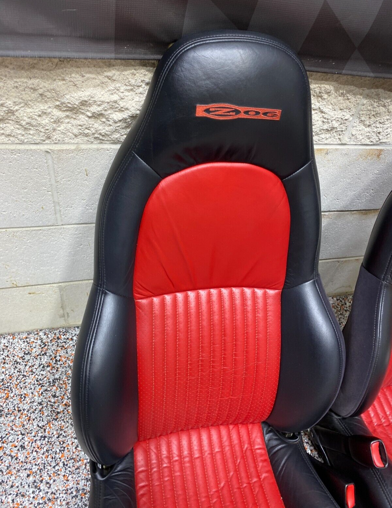 2001 CORVETTE C5 Z06 OEM MOD RED SEATS SEAT PAIR DRIVER PASSENGER NICE!! USED