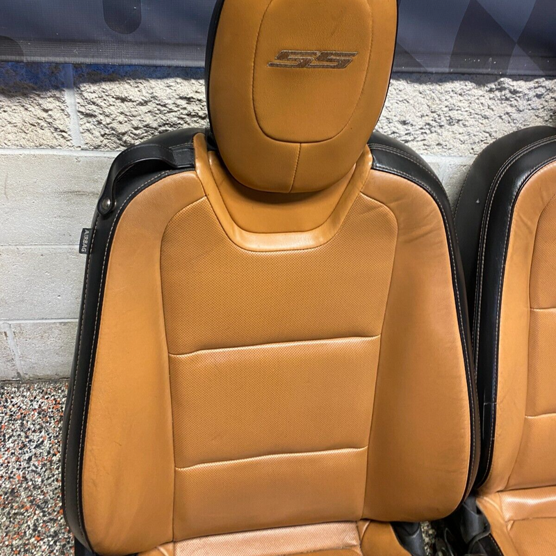 2013 CAMARO SS OEM SEAT SET FRONT REAR PEANUT BUTTER LEATHER SEATS SET USED