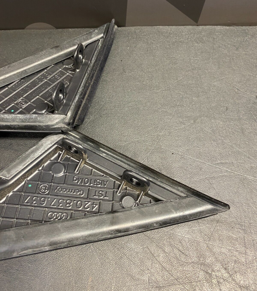 2014 AUDI R8  V10 OEM FRONT DOOR WINDOW TRIM TRIANGLES PAIR USED