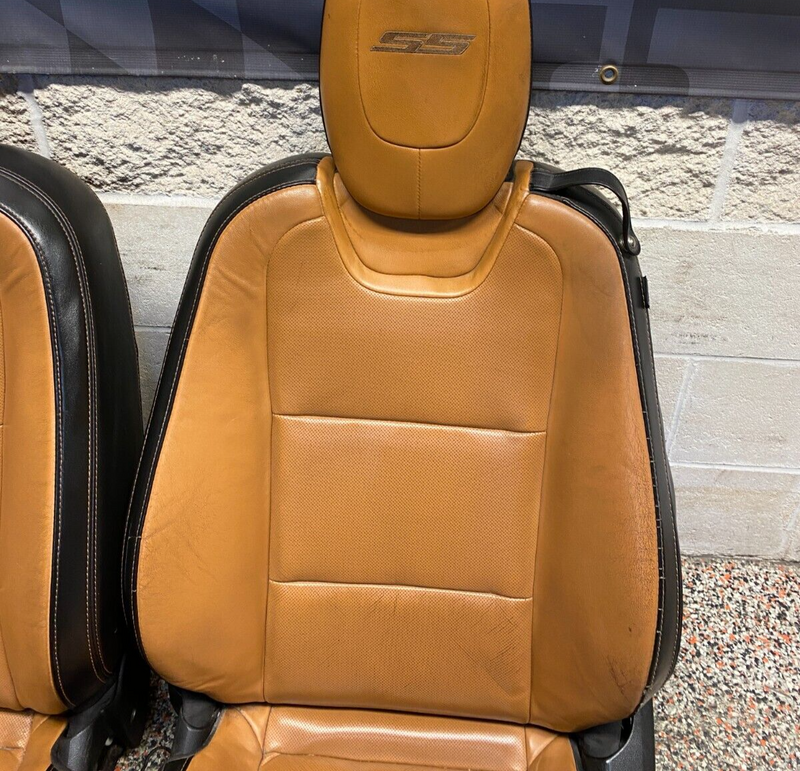 2013 CAMARO SS OEM SEAT SET FRONT REAR PEANUT BUTTER LEATHER SEATS SET USED