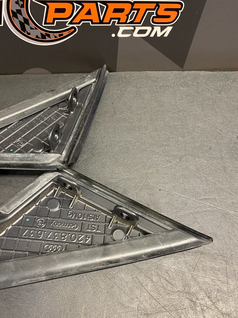 2014 AUDI R8  V10 OEM FRONT DOOR WINDOW TRIM TRIANGLES PAIR USED