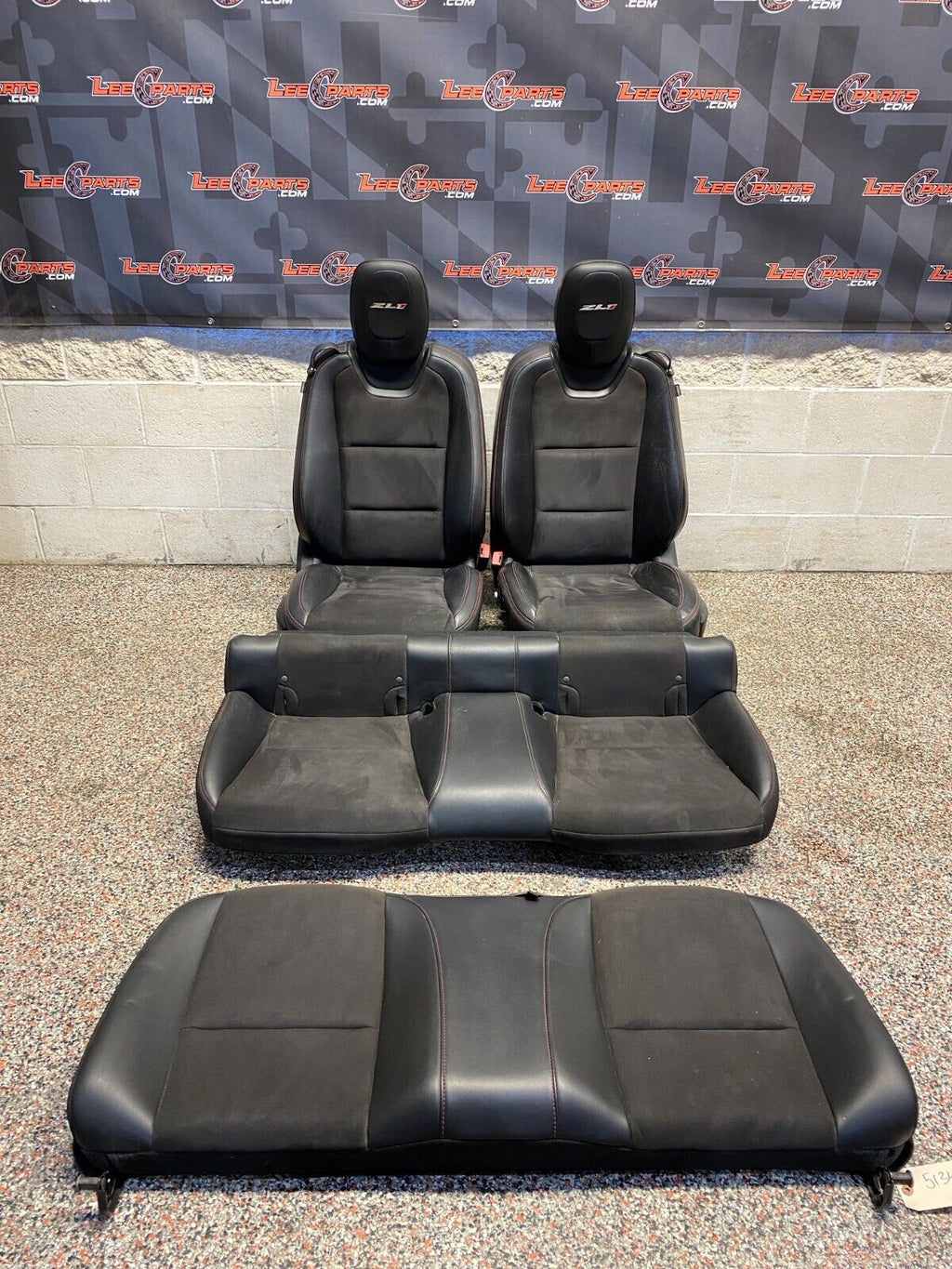 2013 CAMARO ZL1 OEM FRONT AND REAR SEATS LEATHER SUEDE RED STITCH USED