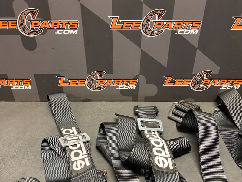 SPARCO 4 POINT CAM LOCK HARNESS BLACK PAIR DRIVER PASSENGER USED