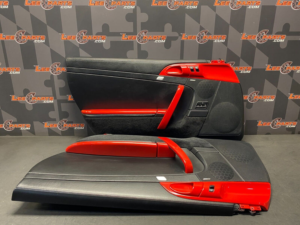 2007 PORSCHE 911 TURBO 997.1 OEM DOOR PANELS PAIR DR PS BLACK LEATHER RED USED