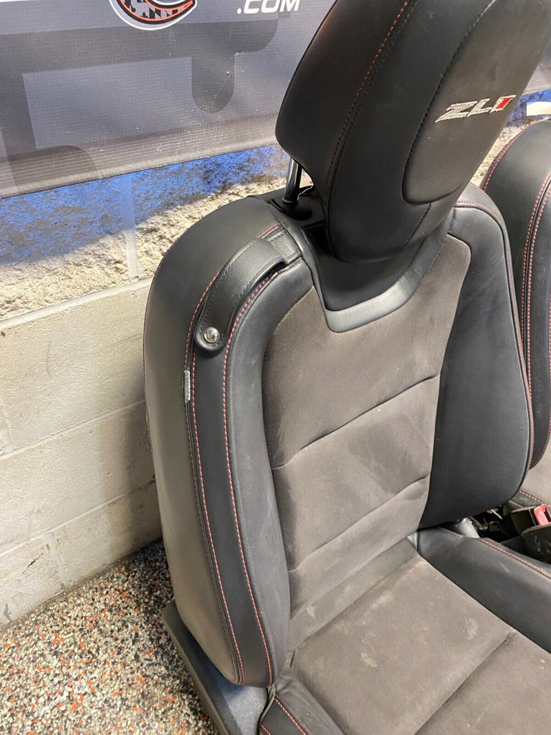 2013 CAMARO ZL1 OEM FRONT AND REAR SEATS LEATHER SUEDE RED STITCH USED