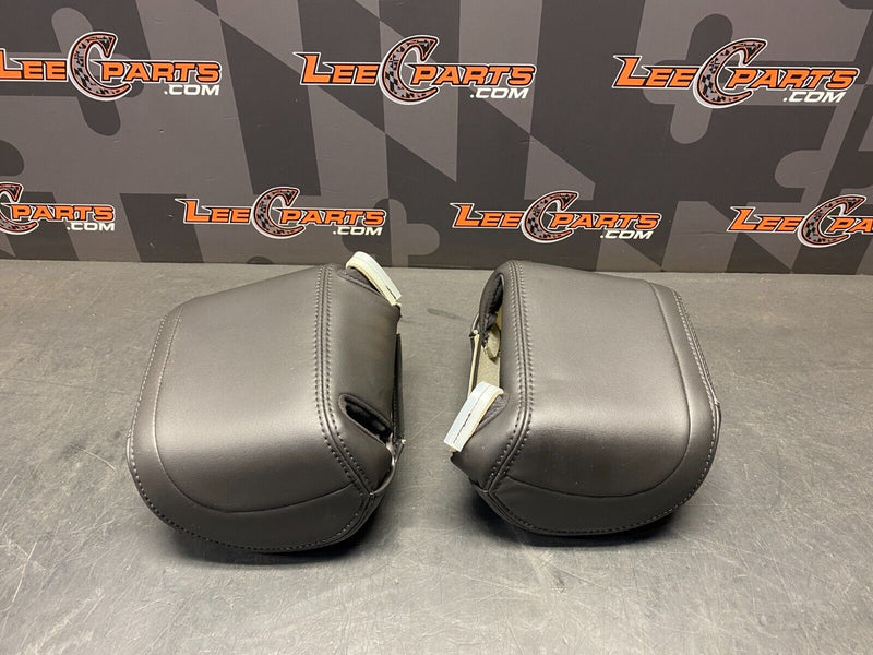 2014 FORD MUSTANG GT OEM FRONT SEAT HEADREST COVERS PAIR WHITE STITCH